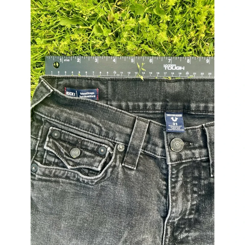 True Religion Denim Ricky Flap Straight Leg Jeans‎ Black USA Made Men's 31 X 26